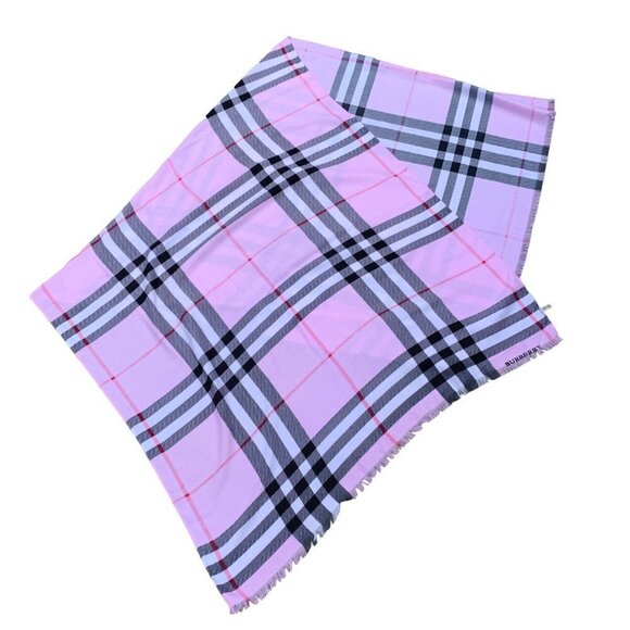 AUTHENTIC Burberry Scarf SuperNova Lightweight Check Scarf Pink - Picture 5 of 7